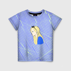 Детская футболка 3D с принтом Портрет Алисы из страны чудес , 100% гипоаллергенный полиэфир | прямой крой, круглый вырез горловины, длина до линии бедер, чуть спущенное плечо, ткань немного тянется | 