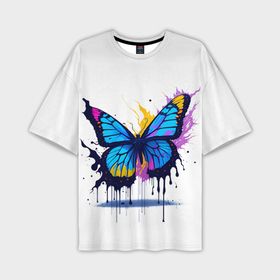 Мужская футболка oversize 3D с принтом Бабочка в красках в Белгороде,  |  | 