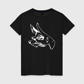 Женская футболка хлопок с принтом Человек бензопила демон лисы в Петрозаводске, 100% хлопок | прямой крой, круглый вырез горловины, длина до линии бедер, слегка спущенное плечо | 