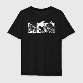Мужская футболка хлопок Oversize с принтом Человек бензопила Хаякава, Пауэр и Макима , 100% хлопок | свободный крой, круглый ворот, “спинка” длиннее передней части | 