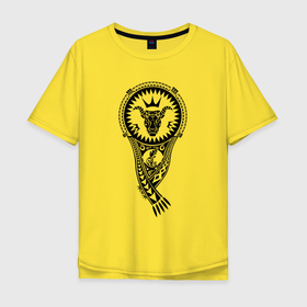 Мужская футболка хлопок Oversize с принтом Татуировка в стиле Полинезии в Белгороде, 100% хлопок | свободный крой, круглый ворот, “спинка” длиннее передней части | 