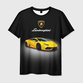 Мужская футболка 3D с принтом Спорткар Lamborghini Aventador в Санкт-Петербурге, 100% полиэфир | прямой крой, круглый вырез горловины, длина до линии бедер | 