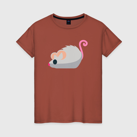 Женская футболка хлопок с принтом Смешной маленький мышонок в Кировске, 100% хлопок | прямой крой, круглый вырез горловины, длина до линии бедер, слегка спущенное плечо | 