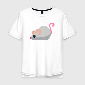 Мужская футболка хлопок Oversize с принтом Смешной маленький мышонок в Тюмени, 100% хлопок | свободный крой, круглый ворот, “спинка” длиннее передней части | 