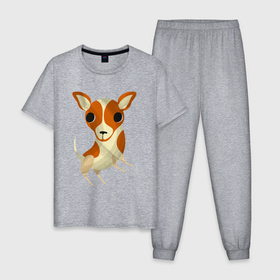 Мужская пижама хлопок с принтом Басенджи пёс в Екатеринбурге, 100% хлопок | брюки и футболка прямого кроя, без карманов, на брюках мягкая резинка на поясе и по низу штанин
 | 