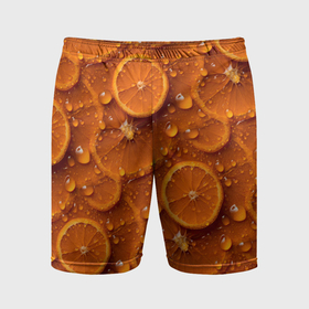 Мужские шорты спортивные с принтом Сочная текстура из долек апельсина в Новосибирске,  |  | 