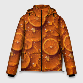 Мужская зимняя куртка 3D с принтом Сочная текстура из долек апельсина в Новосибирске, верх — 100% полиэстер; подкладка — 100% полиэстер; утеплитель — 100% полиэстер | длина ниже бедра, свободный силуэт Оверсайз. Есть воротник-стойка, отстегивающийся капюшон и ветрозащитная планка. 

Боковые карманы с листочкой на кнопках и внутренний карман на молнии. | 