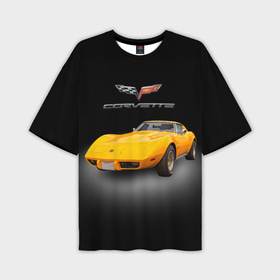 Мужская футболка oversize 3D с принтом Американский спорткар Chevrolet Corvette Stingray в Тюмени,  |  | 