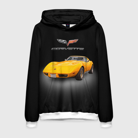 Мужская толстовка 3D с принтом Американский спорткар Chevrolet Corvette Stingray в Новосибирске, 100% полиэстер | двухслойный капюшон со шнурком для регулировки, мягкие манжеты на рукавах и по низу толстовки, спереди карман-кенгуру с мягким внутренним слоем. | 
