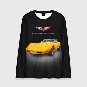 Мужской лонгслив 3D с принтом Американский спорткар Chevrolet Corvette Stingray в Екатеринбурге, 100% полиэстер | длинные рукава, круглый вырез горловины, полуприлегающий силуэт | 