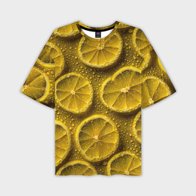 Мужская футболка oversize 3D с принтом Сочный паттерн из долек лимона ,  |  | 