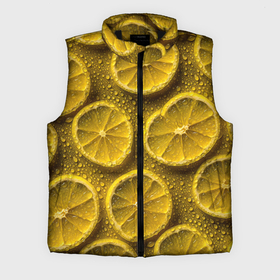 Мужской жилет утепленный 3D с принтом Сочный паттерн из долек лимона в Новосибирске,  |  | Тематика изображения на принте: 
