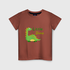 Детская футболка хлопок с принтом Маленький динозаврик в Белгороде, 100% хлопок | круглый вырез горловины, полуприлегающий силуэт, длина до линии бедер | 
