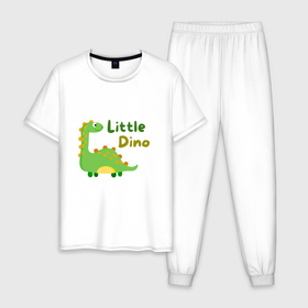 Мужская пижама хлопок с принтом Маленький динозаврик в Белгороде, 100% хлопок | брюки и футболка прямого кроя, без карманов, на брюках мягкая резинка на поясе и по низу штанин
 | 