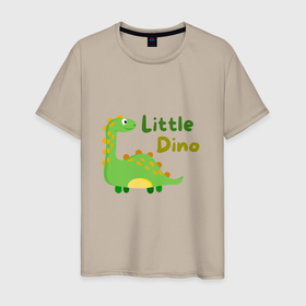 Мужская футболка хлопок с принтом Маленький динозаврик в Санкт-Петербурге, 100% хлопок | прямой крой, круглый вырез горловины, длина до линии бедер, слегка спущенное плечо. | 