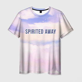 Мужская футболка 3D с принтом Spirited Away sky clouds в Курске, 100% полиэфир | прямой крой, круглый вырез горловины, длина до линии бедер | 