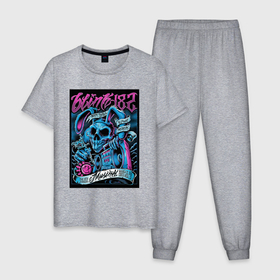 Мужская пижама хлопок с принтом Blink 182 рок группа в Белгороде, 100% хлопок | брюки и футболка прямого кроя, без карманов, на брюках мягкая резинка на поясе и по низу штанин
 | 