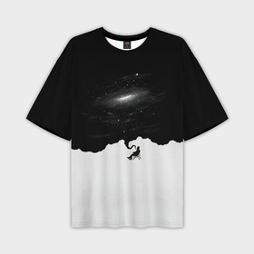 Мужская футболка oversize 3D с принтом Черно белая галактика в Санкт-Петербурге,  |  | 