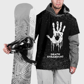 Накидка на куртку 3D с принтом Death Stranding с потертостями на темном фоне в Кировске, 100% полиэстер |  | 