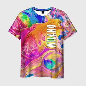 Мужская футболка 3D с принтом Abstract colorful composition   Milano в Екатеринбурге, 100% полиэфир | прямой крой, круглый вырез горловины, длина до линии бедер | 