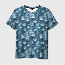 Мужская футболка 3D с принтом Сочная текстура из ледяных кубиков в Белгороде, 100% полиэфир | прямой крой, круглый вырез горловины, длина до линии бедер | 