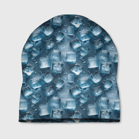Шапка 3D с принтом Сочная текстура из ледяных кубиков в Белгороде, 100% полиэстер | универсальный размер, печать по всей поверхности изделия | 