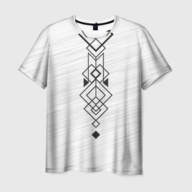Мужская футболка 3D с принтом Тату геометрия в Белгороде, 100% полиэфир | прямой крой, круглый вырез горловины, длина до линии бедер | 