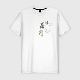 Мужская футболка хлопок Slim с принтом Карманные котята в Кировске, 92% хлопок, 8% лайкра | приталенный силуэт, круглый вырез ворота, длина до линии бедра, короткий рукав | 