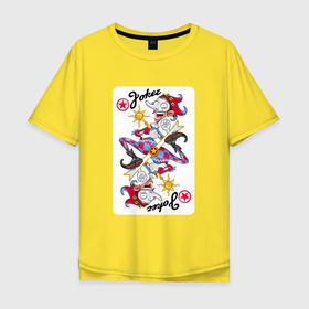 Мужская футболка хлопок Oversize с принтом Joker   playing card в Кировске, 100% хлопок | свободный крой, круглый ворот, “спинка” длиннее передней части | 