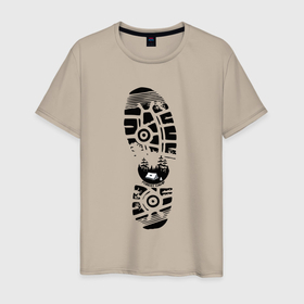 Мужская футболка хлопок с принтом туристический ботинок в Санкт-Петербурге, 100% хлопок | прямой крой, круглый вырез горловины, длина до линии бедер, слегка спущенное плечо. | 