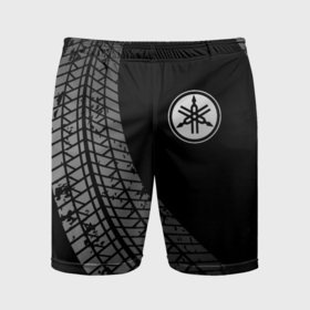 Мужские шорты спортивные с принтом Yamaha tire tracks в Кировске,  |  | Тематика изображения на принте: 