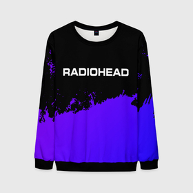 Мужской свитшот 3D с принтом Radiohead purple grunge в Санкт-Петербурге, 100% полиэстер с мягким внутренним слоем | круглый вырез горловины, мягкая резинка на манжетах и поясе, свободная посадка по фигуре | 