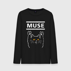 Мужской лонгслив хлопок с принтом Muse rock cat в Новосибирске, 100% хлопок |  | Тематика изображения на принте: 