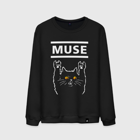 Мужской свитшот хлопок с принтом Muse rock cat в Тюмени, 100% хлопок |  | 