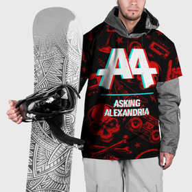 Накидка на куртку 3D с принтом Asking Alexandria rock glitch в Курске, 100% полиэстер |  | 