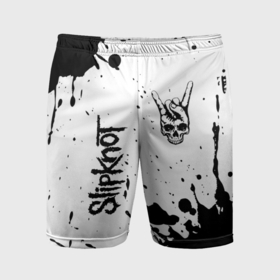 Мужские шорты спортивные с принтом Slipknot и рок символ на светлом фоне ,  |  | 