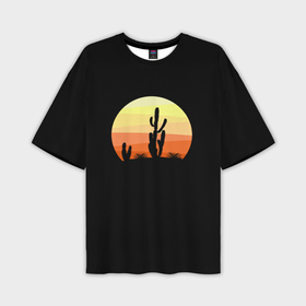 Мужская футболка oversize 3D с принтом Пустыня кактус в Кировске,  |  | 