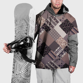 Накидка на куртку 3D с принтом Коричневый узор в стиле фолк пэчворк в Тюмени, 100% полиэстер |  | Тематика изображения на принте: 