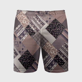 Мужские шорты спортивные с принтом Коричневый узор в стиле фолк пэчворк в Тюмени,  |  | Тематика изображения на принте: 
