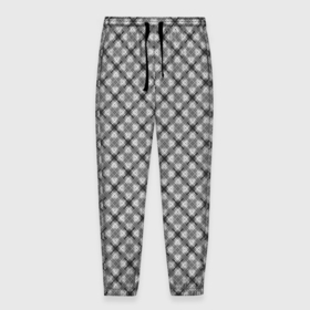 Мужские брюки 3D с принтом Серый узор в косую клетку в Санкт-Петербурге, 100% полиэстер | манжеты по низу, эластичный пояс регулируется шнурком, по бокам два кармана без застежек, внутренняя часть кармана из мелкой сетки | 