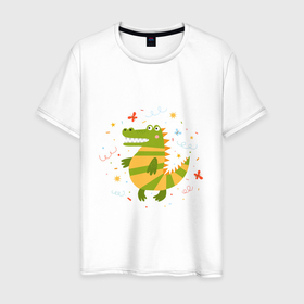 Мужская футболка хлопок с принтом Романтический дракон в Кировске, 100% хлопок | прямой крой, круглый вырез горловины, длина до линии бедер, слегка спущенное плечо. | 