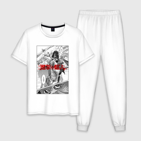 Мужская пижама хлопок с принтом Humanity vs titans AT , 100% хлопок | брюки и футболка прямого кроя, без карманов, на брюках мягкая резинка на поясе и по низу штанин
 | 