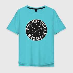 Мужская футболка хлопок Oversize с принтом Рыбы   знак зодиака в Кировске, 100% хлопок | свободный крой, круглый ворот, “спинка” длиннее передней части | Тематика изображения на принте: 