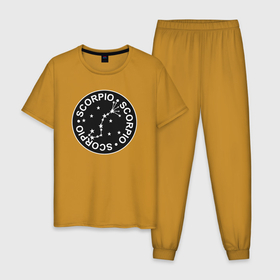 Мужская пижама хлопок с принтом Скорпион   знак зодиака , 100% хлопок | брюки и футболка прямого кроя, без карманов, на брюках мягкая резинка на поясе и по низу штанин
 | Тематика изображения на принте: 