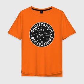 Мужская футболка хлопок Oversize с принтом Стрелец   знак зодиака в Кировске, 100% хлопок | свободный крой, круглый ворот, “спинка” длиннее передней части | 