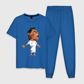 Мужская пижама хлопок с принтом Ronaldo scream в Санкт-Петербурге, 100% хлопок | брюки и футболка прямого кроя, без карманов, на брюках мягкая резинка на поясе и по низу штанин
 | 