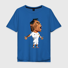 Мужская футболка хлопок Oversize с принтом Ronaldo scream в Санкт-Петербурге, 100% хлопок | свободный крой, круглый ворот, “спинка” длиннее передней части | 