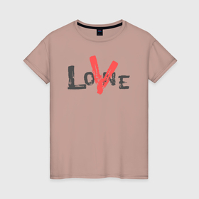 Женская футболка хлопок с принтом Любовь сильнее одиночества в Санкт-Петербурге, 100% хлопок | прямой крой, круглый вырез горловины, длина до линии бедер, слегка спущенное плечо | 