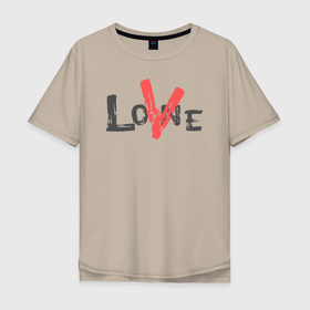 Мужская футболка хлопок Oversize с принтом Любовь сильнее одиночества в Кировске, 100% хлопок | свободный крой, круглый ворот, “спинка” длиннее передней части | 