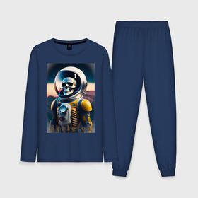 Мужская пижама с лонгсливом хлопок с принтом Скелет космонавта в Кировске,  |  | 
